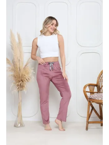 Kadife Pijama Altı Pembe Q7013