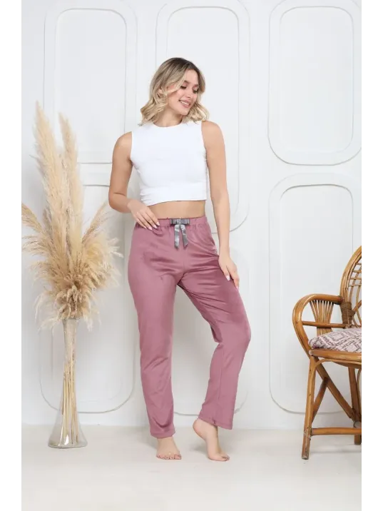Kadife Pijama Altı Pembe Q7013