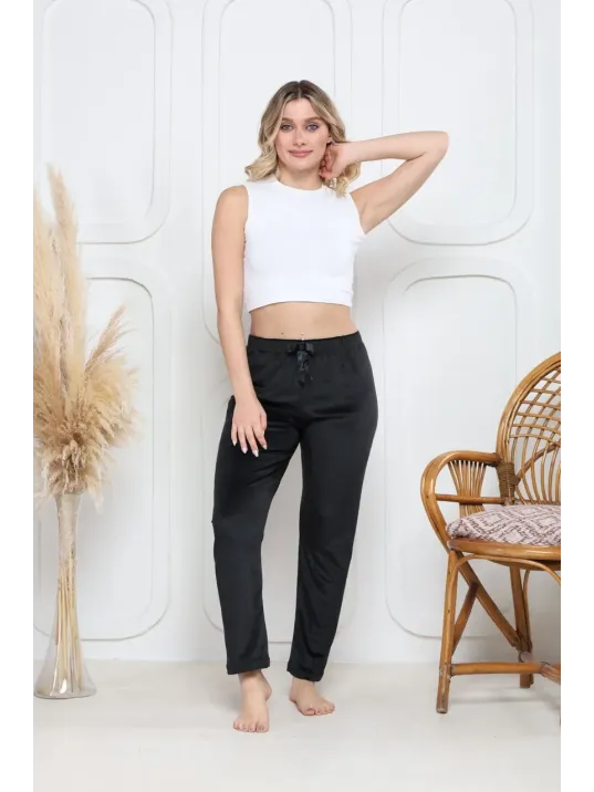 Kadife Pijama Altı Siyah Q7013