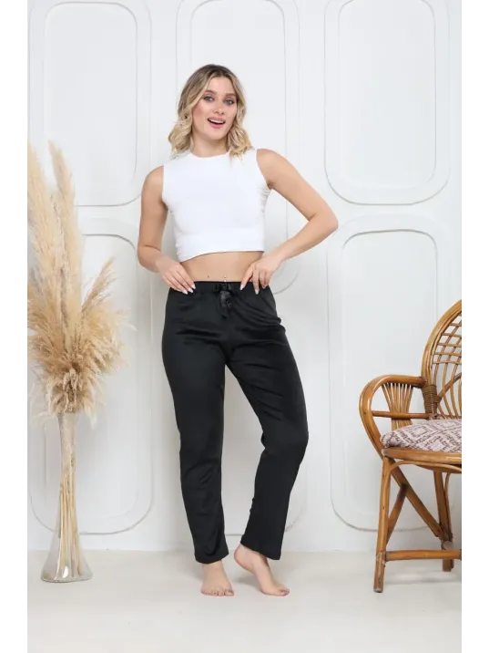 Kadife Pijama Altı Siyah Q7013