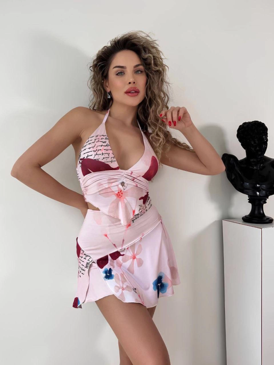 Kadın çiçek desenlı yazlık takım s3519 Kadın çiçek desenlı yazlık takım s3519