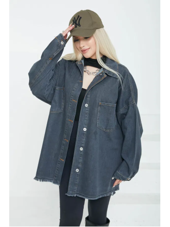 Kadın Çift Cepli Püskül Detay Kot Ceket