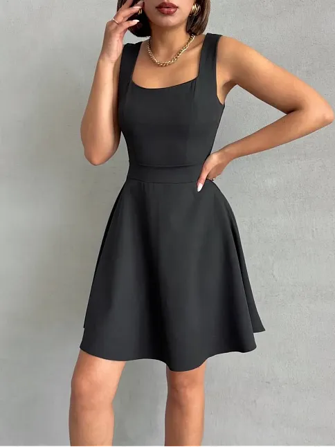 Kadın Kare Yaka Kısa Elbise S251188