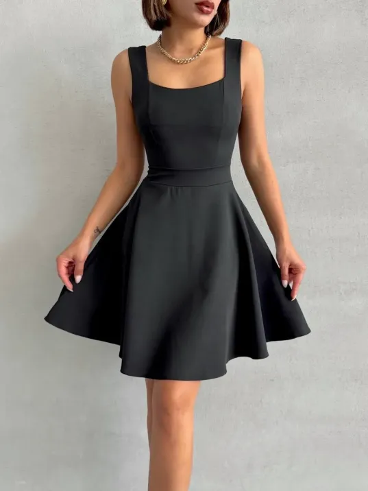 Kadın Kare Yaka Kısa Elbise S251188