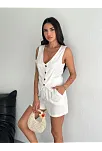 Kadın Keten Şort Yelek Takım S3461