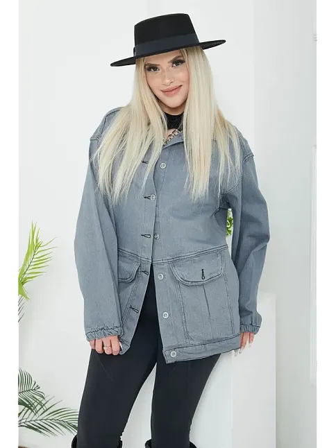Kadın Oversize Körüklü Cep Kot