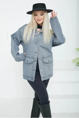 Kadın Oversize Körüklü Cep Kot