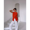 Kadın turuncu bisiklet yaka gold düğmeli ottoman bluz s2310 Kadın turuncu bisiklet yaka gold düğmeli ottoman bluz s2310