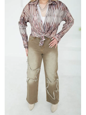 Kadın Yüksel Bel Püskül Detaylı Palazzo Jean Kot Pantolon