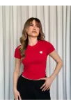 Kalpli Kırmızı Bluz Kalpli Kırmızı Bluz