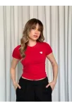 Kalpli Kırmızı Bluz