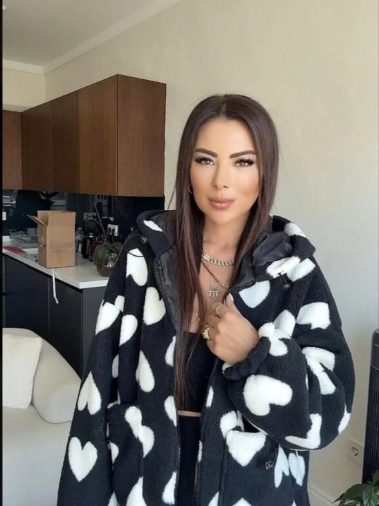 Kalpli peluş ceket içi astarlı siyahbeyaz