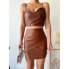 Kapaklı asimetrik model deri etek kahve s240106 Kapaklı asimetrik model deri etek kahve s240106