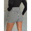 Kapaklı kaşe şort etek siyah beyaz kazayağı h261218