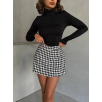 Kapaklı kaşe şort etek siyah beyaz kazayağı h261218