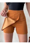 Kapaklı Şort Etek Camel S208