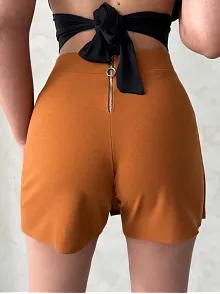 Kapaklı Şort Etek Camel S208