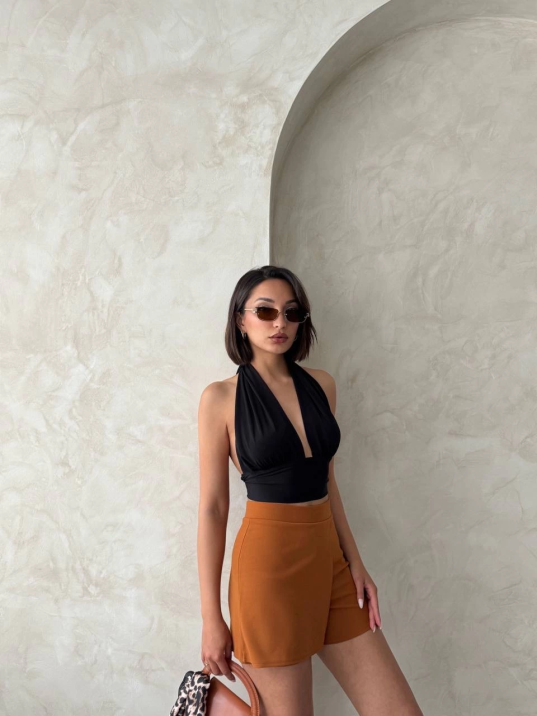 Kapaklı şort etek camel s208 Kapaklı şort etek camel s208
