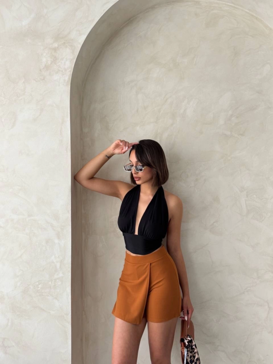 Kapaklı şort etek camel s208 Kapaklı şort etek camel s208