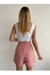 Kapaklı Şort Etek Pudra S208