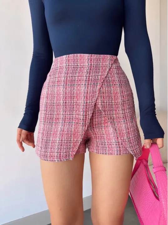 Kapaklı Tüvit Şort Etek Kırmızı