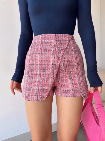 Kapaklı tüvit şort etek kırmızı Kapaklı tüvit şort etek kırmızı