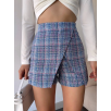 Kapaklı tüvit şort etek mavi Kapaklı tüvit şort etek mavi