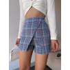 Kapaklı tüvit şort etek mavi Kapaklı tüvit şort etek mavi