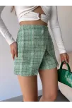Kapaklı Tüvit Şort Etek Yeşil