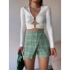 Kapaklı tüvit şort etek yeşil Kapaklı tüvit şort etek yeşil