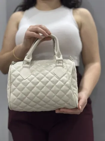 Kapaksız Kapitone Krem Cilt Çanta