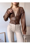 Kapşonlu Yarım Fermuarlı Ceket Kahve H24116 Kapşonlu Yarım Fermuarlı Ceket Kahve H24116