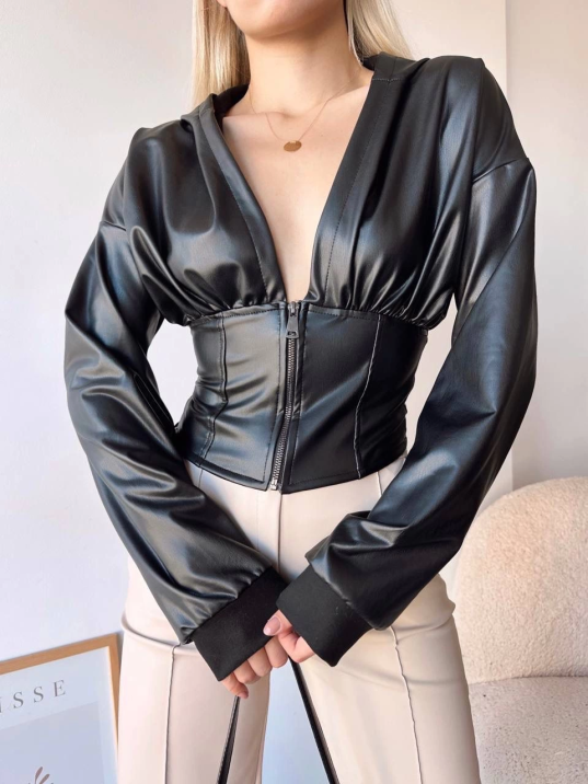 Kapşonlu yarım fermuarlı ceket siyah h24116 Kapşonlu yarım fermuarlı ceket siyah h24116