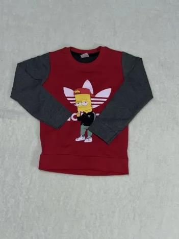 Karakter Baskılı Bisiklet Yaka Çift Renkli Sweatshirt Bordo Erkek Çocuk Karakter Baskılı Bisiklet Yaka Çift Renkli Sweatshirt Bordo Erkek Çocuk