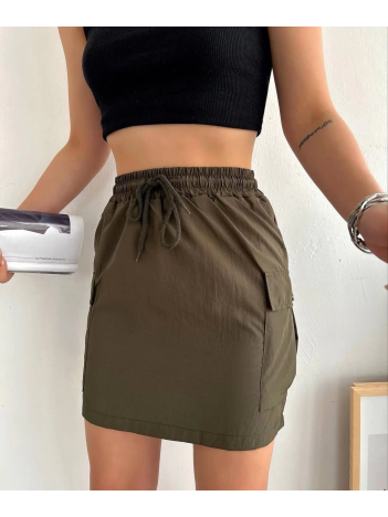 Kargo cep ince paraşüt etek haki s241019 Kargo cep ince paraşüt etek haki s241019