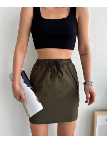 Kargo cep ince paraşüt etek haki s241019 Kargo cep ince paraşüt etek haki s241019