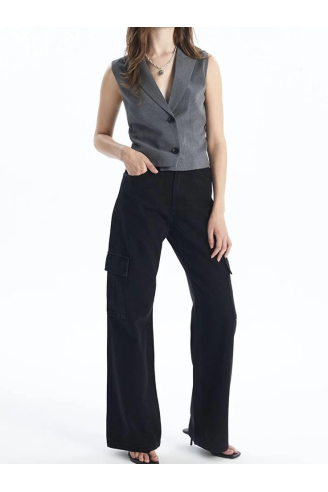 Kargo cep jeans pantolon siyah
