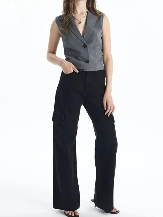 Kargo Cep Jeans Pantolon Siyah Kargo Cep Jeans Pantolon Siyah