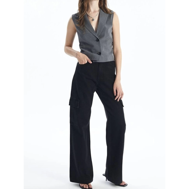 Kargo cep jeans pantolon siyah Kargo cep jeans pantolon siyah
