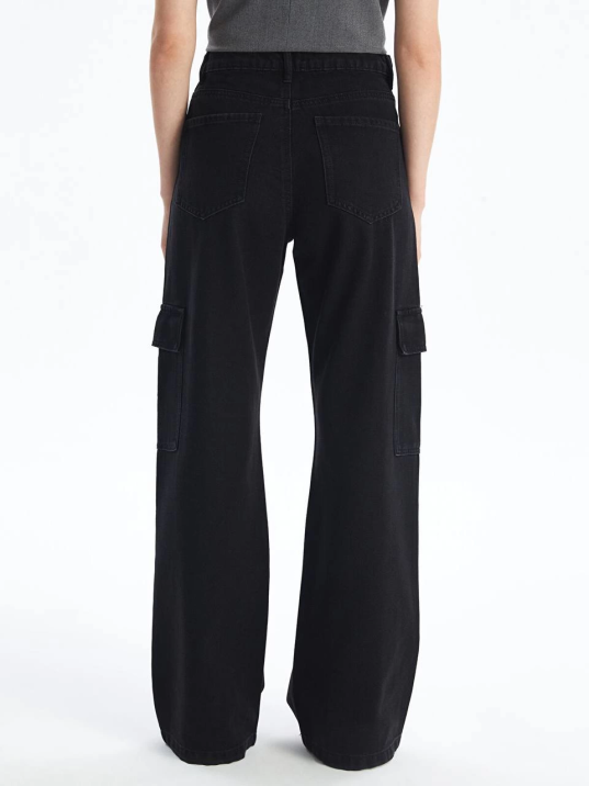 Kargo cep jeans pantolon siyah Kargo cep jeans pantolon siyah