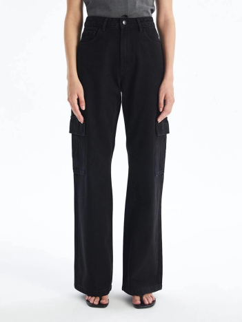 Kargo cep jeans pantolon siyah Kargo cep jeans pantolon siyah