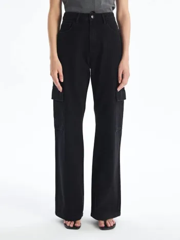 Kargo Cep Jeans Pantolon Siyah