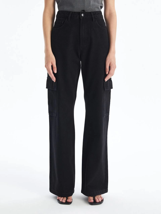 Kargo cep jeans pantolon siyah Kargo cep jeans pantolon siyah