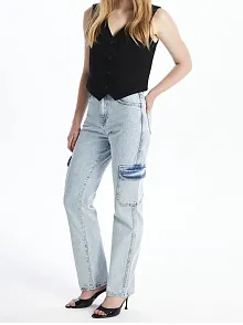 Kargo Cep Kar Yıkama Jeans Pantolon