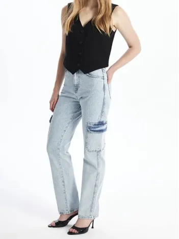 Kargo Cep Kar Yıkama Jeans Pantolon Kargo Cep Kar Yıkama Jeans Pantolon