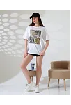 Karma Desenli Oversize Tişört