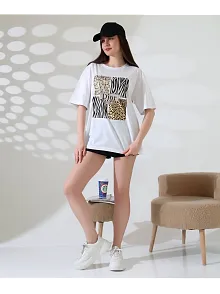 Karma Desenli Oversize Tişört