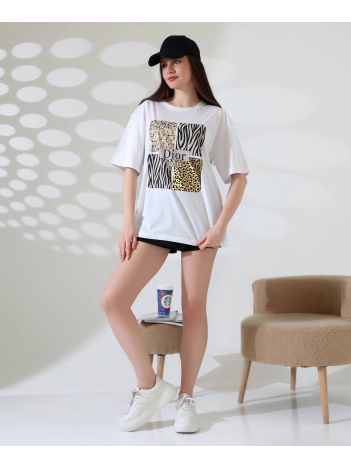 Karma desenli oversize tişört Karma desenli oversize tişört