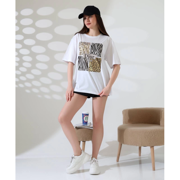 Karma desenli oversize tişört Karma desenli oversize tişört