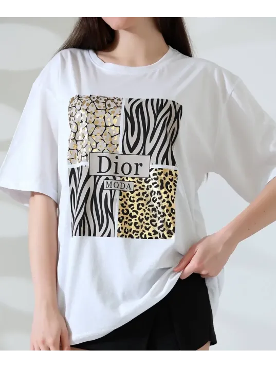 Karma Desenli Oversize Tişört Karma Desenli Oversize Tişört